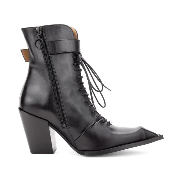 Fluevog Swordfish Hi Cubist Cupcake Lace-Up Ankle Boots - Black - Women's 10.5 - Picture 3 of 6